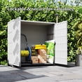 thumbnail image 3 of Decksplore 34”x15”x34” White Diamond-Shaped Outdoor Storage Cabinet – Slim Modern Shed for Balcony, Patio & Apartment Entrances – Space-Saving Design for Urban Homes, 3 of 10