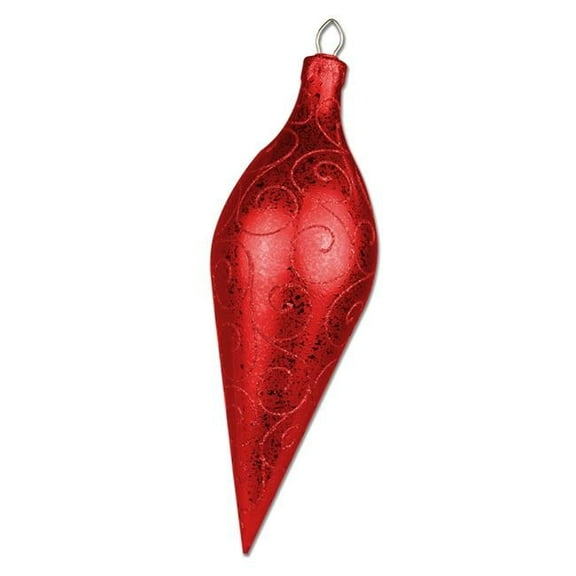 Queens of Christmas ORN-FIN-A-16-RE 16 in. Finial Ornament with Glitter Swirl, Red