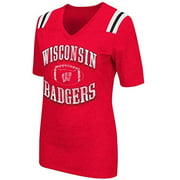 Campus Heritage Women's Wisconsin Badgers Distressed Art Logo Fan T-Shirt - Cardinal Red (Medium)