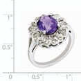 thumbnail image 2 of Sterling Silver Rhodium-plated Diam & Oval Checker-Cut Amethyst Ring, 2 of 2