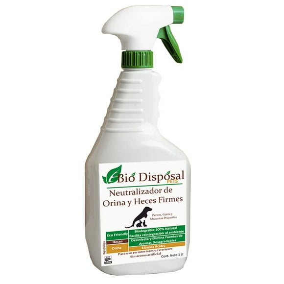 Eliminador Orina de mascotas y desinfectante para mascotas Bio Disposal Neutralizador de Orina 1 LT Bio Disposal Eliminador Orina de mascotas y desinfectante para mascotas Bio Disposal Neutralizador de Orina 1 LT