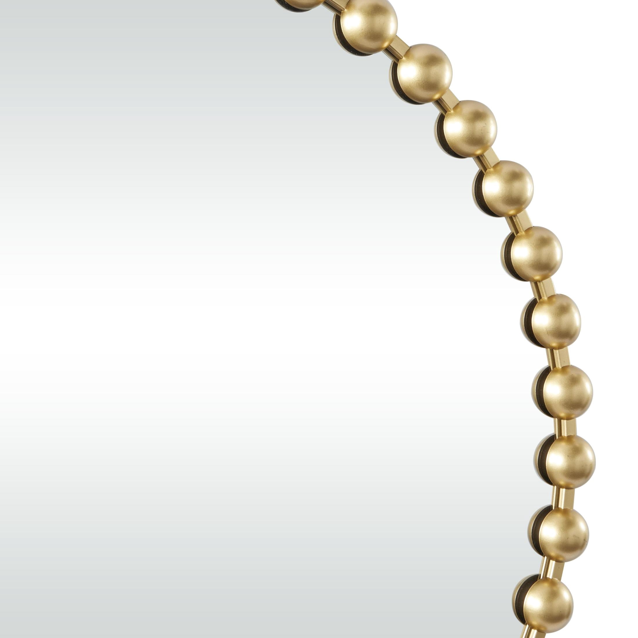 CosmoLiving by Cosmopolitan 36" x 36" Gold Round Beaded Wall Mirror