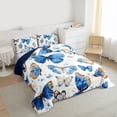 thumbnail image 3 of Homewish Retro Rustic Butterfly Full Size Comforter Sets,Bohemain Style Bedding Comforter Set,White Blue Bedding Sets For Kids,Super Cozy Room Decor Reversible,3 Pieces, 3 of 8