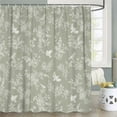 thumbnail image 4 of Sage Green Floral Shower Curtain Set, Vintage Retro Cottagecore Floral Botanical Birds Blossom Flower Boho Aesthetic Fabric Shower Curtains for Bathroom Decor with Hooks,72X72, 4 of 4