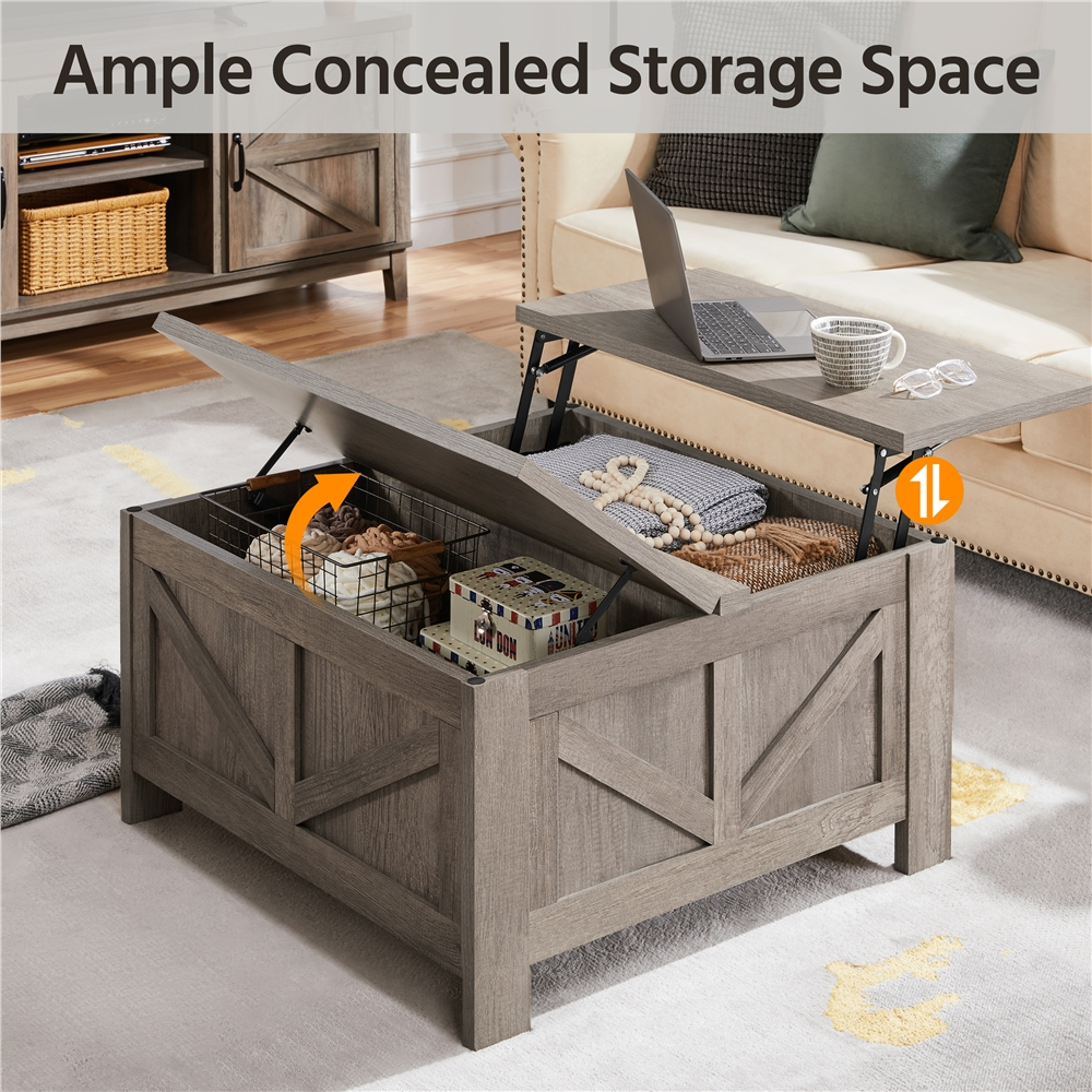 Alden Design Storage Medium Density Fiberboard Coffee Table, Gray