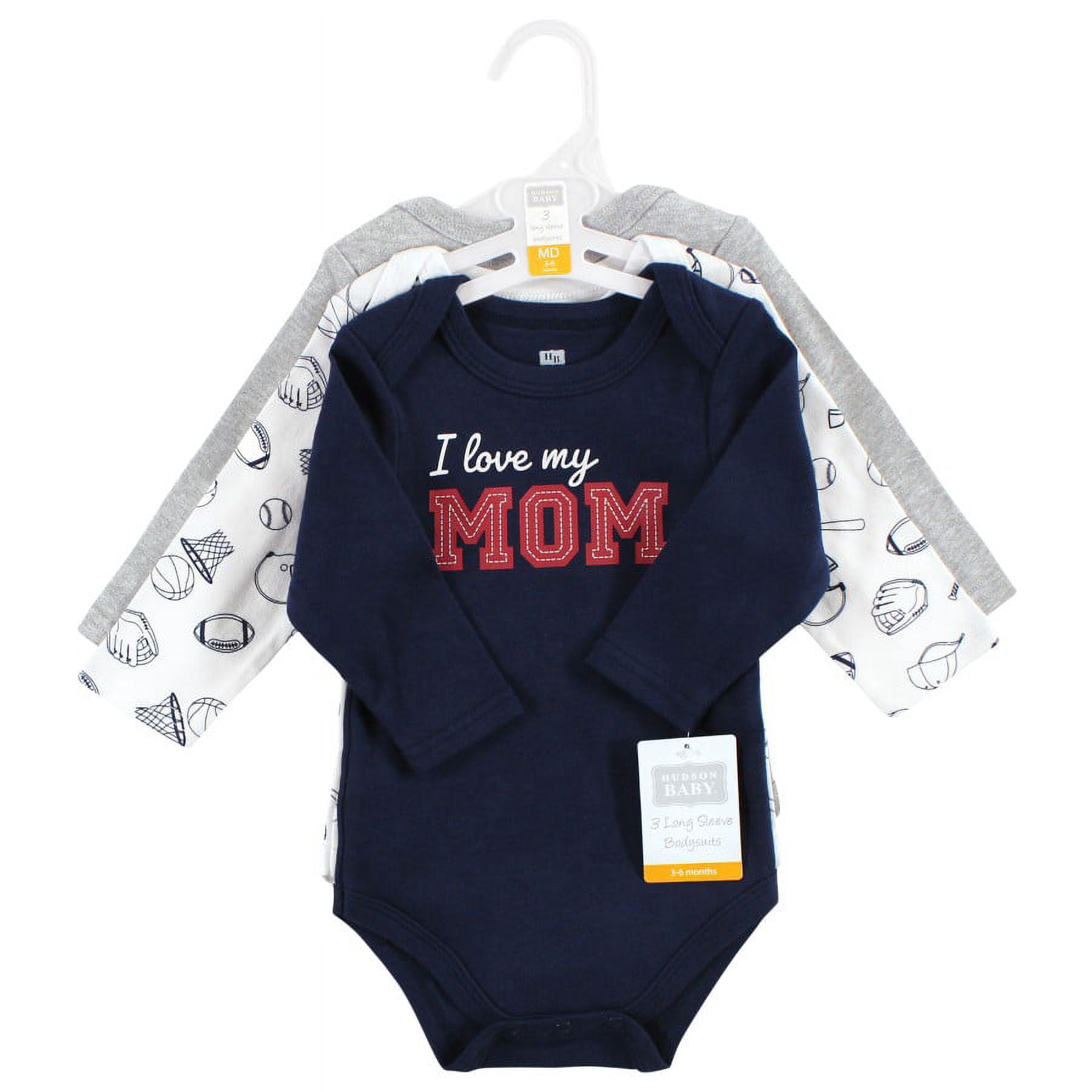 Hudson Baby Cotton Long-Sleeve Bodysuits, 3- Pack, Newborn- 24 Months