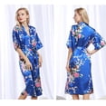 thumbnail image 1 of Kimono de satén de seda para mujer, bata larga para dormir, bata de baño con estampado de pavo real Floral para fiesta, boda, dama de honor, 1 of 3