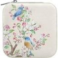 thumbnail image 2 of Coolnut Travel Jewelry Box Bird Pink Flowers PU Leather Jewelry case Small Portable Jewelry Organizer Box for Rings Earrings Necklaces Bracelets(White) Women Gifts, 2 of 7