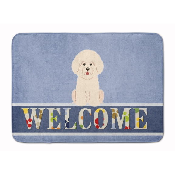 Bichon Frise Welcome Machine Washable Memory Foam Mat