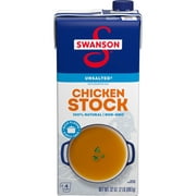 Swanson 100% Natural Unsalted Chicken Stock, 32 oz Carton