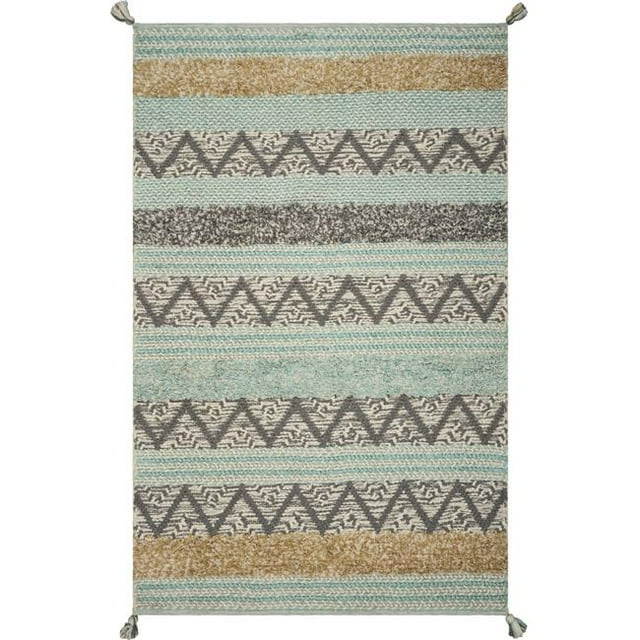 HomeRoots 352541 Tapis en Polyester Turquoise 3 Pi 3 Po x 5 Pi 3 Po