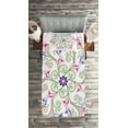 thumbnail image 2 of Ambesonne Mandala Quilted Coverlet 2 Pcs, Round Flower Frame, Twin Size, Purple White Green, 2 of 2