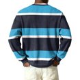 thumbnail image 5 of Nokdvo Mens Long Sleeve Waffle Shirt Lightweight Striped 1/4 Button Up Henley Casual Pullover Tops Fall Winter Quilted Knit Solid Color Loose Workout Shirts,Navy 3XL, 5 of 6