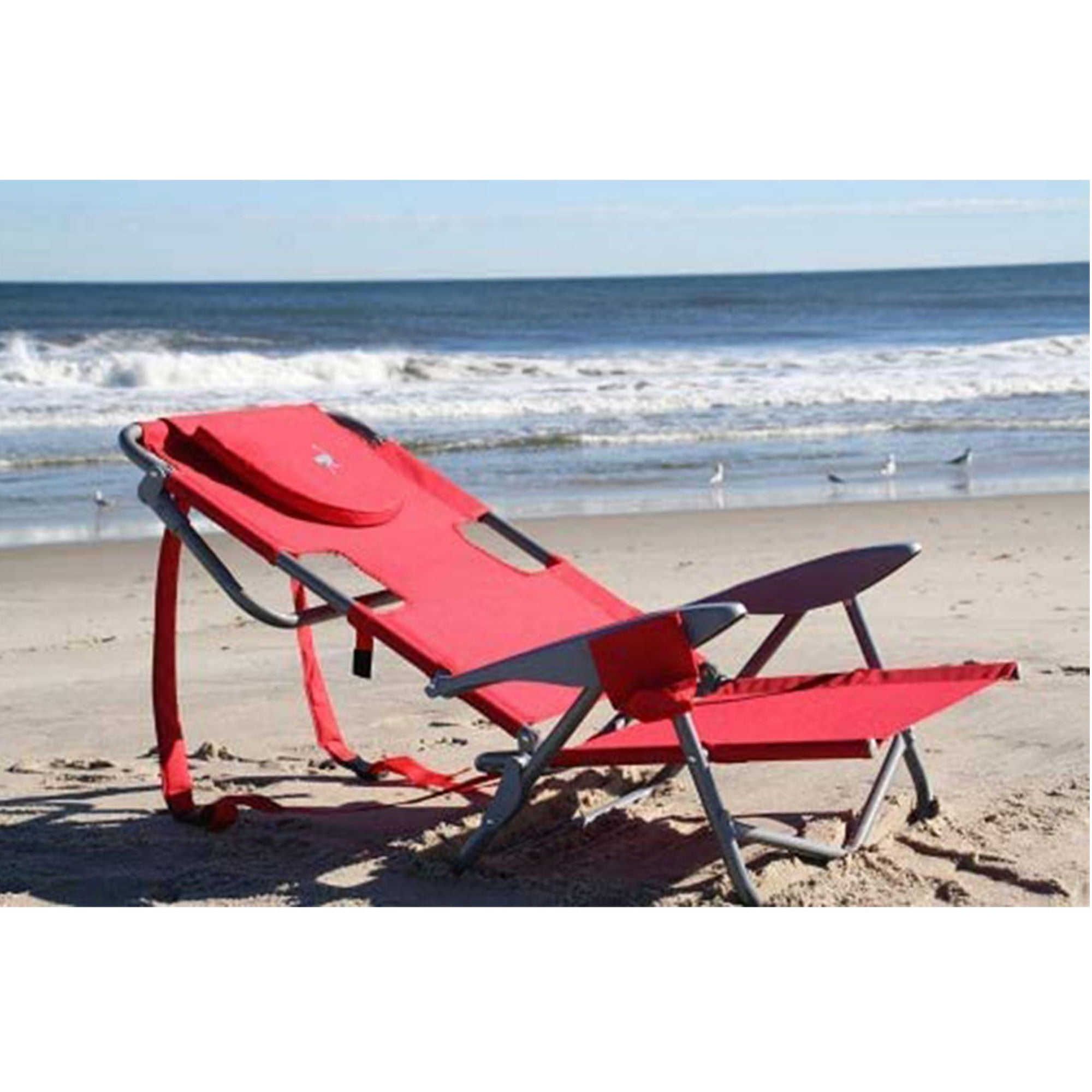 Ostrich On-Your-Back Folding Reclining Outdoor Lawn Chair, Red (3
