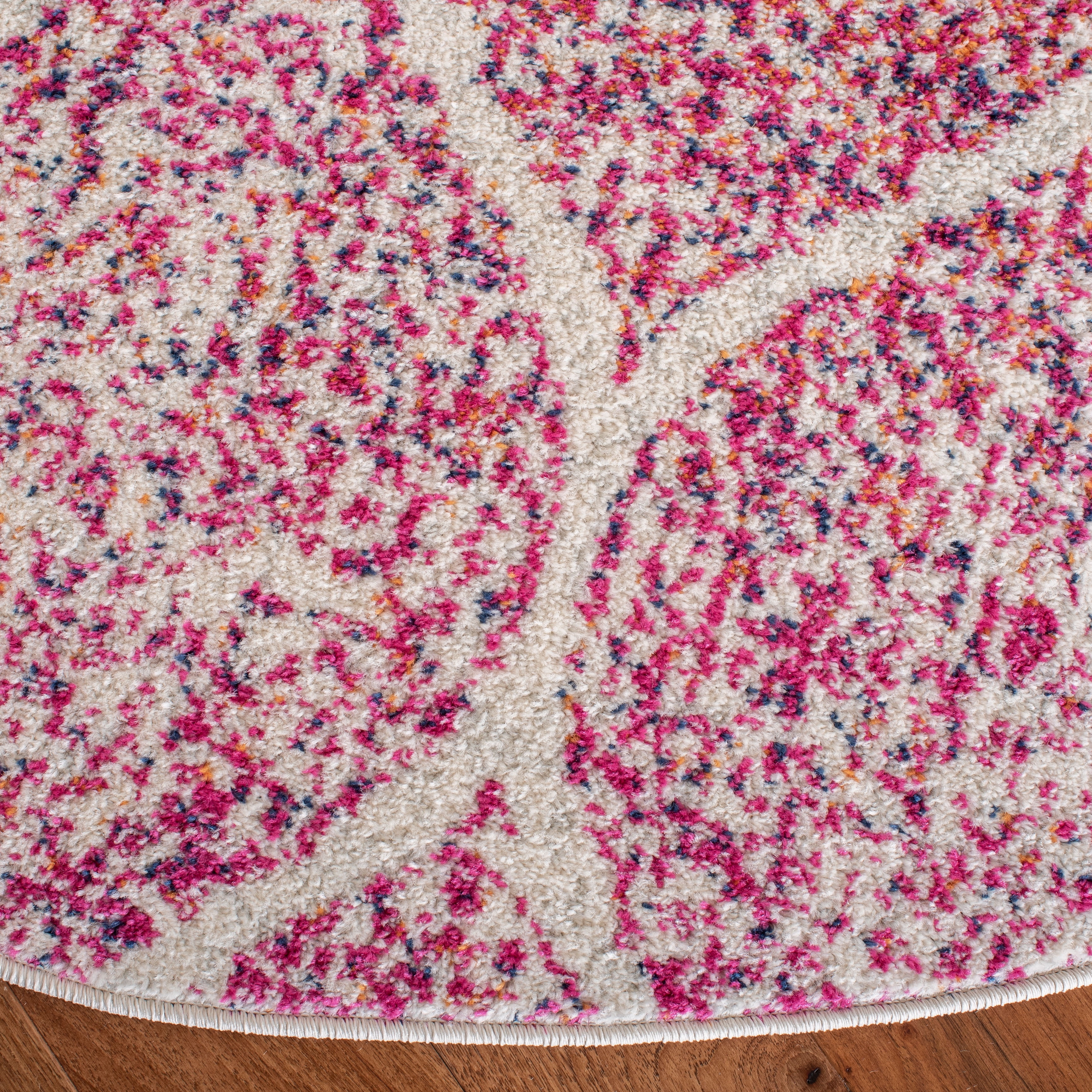 Safavieh Madison Leighton Geometric Area Rug, Cream/Fuchsia, 6'7" x 6'7" Round