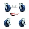 thumbnail image 2 of 6 Inch Solid Polyurethane Caster Set with Roller Bearings 2 Swivel Lock 2 Brake, 2 of 2