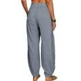 thumbnail image 2 of DYMADE Women's Cotton Linen Summer Sold Pockets Elastic Waist Casual Harem Pant Plus Size S-5XL, 2 of 4