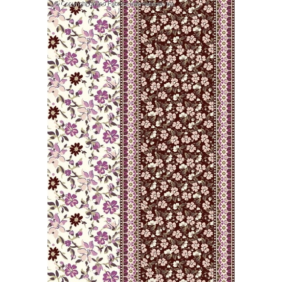 Chiffon Printed Cluster Print Fabric Floral Fabric Sheer Fabric Dressmaking Fabric (BROWN/PINK/IVORY, HalfaYard)