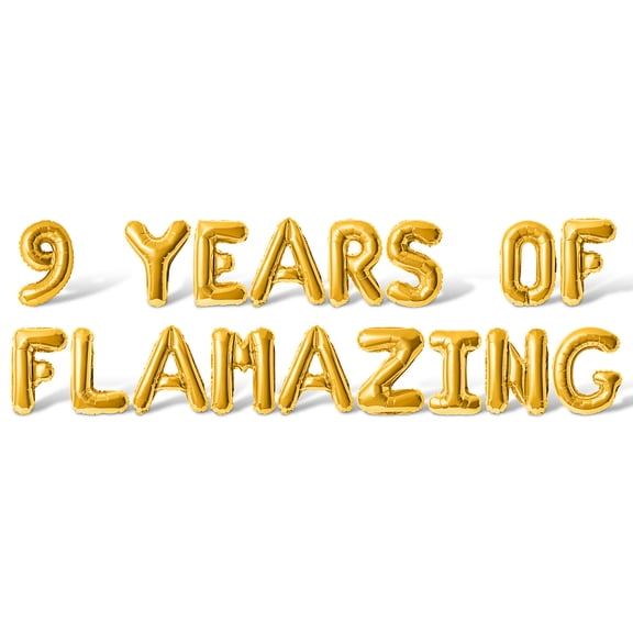 Letter Balloons - 9 YEARS OF FLAMAZING 16" Inch Alphabet Letters Foil Mylar Balloon 9th Birthday Party Banner (Gold)