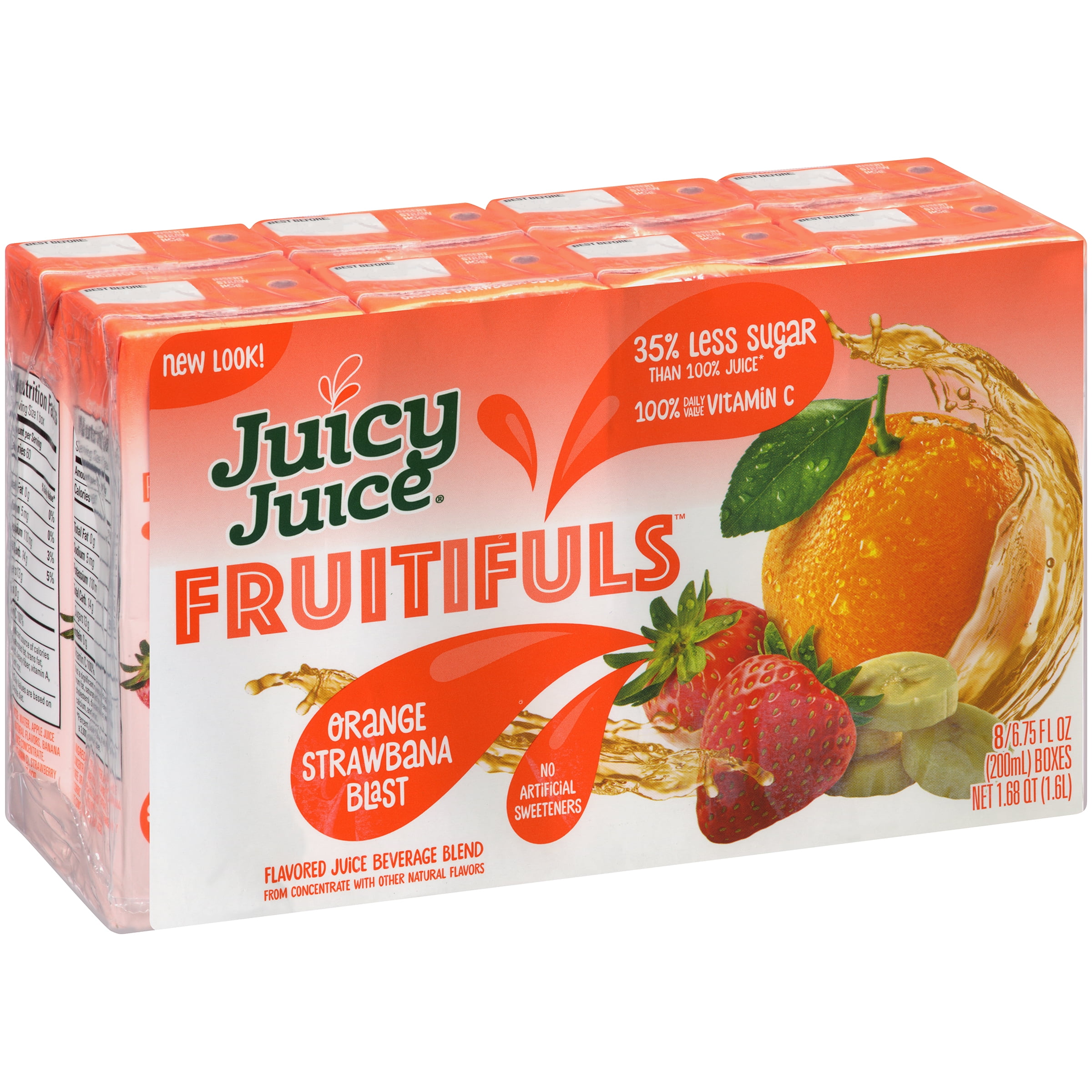 JUICY JUICE FRUITIFULS Orange Strawberry Banana 8 x 6.75 oz; An organic tak...