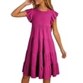 thumbnail image 4 of Girls' Round Neck Puff Sleeve Cake Dress for Kids - Everyday Party Outfit for Young Girls 4-8 Years, 4 of 5