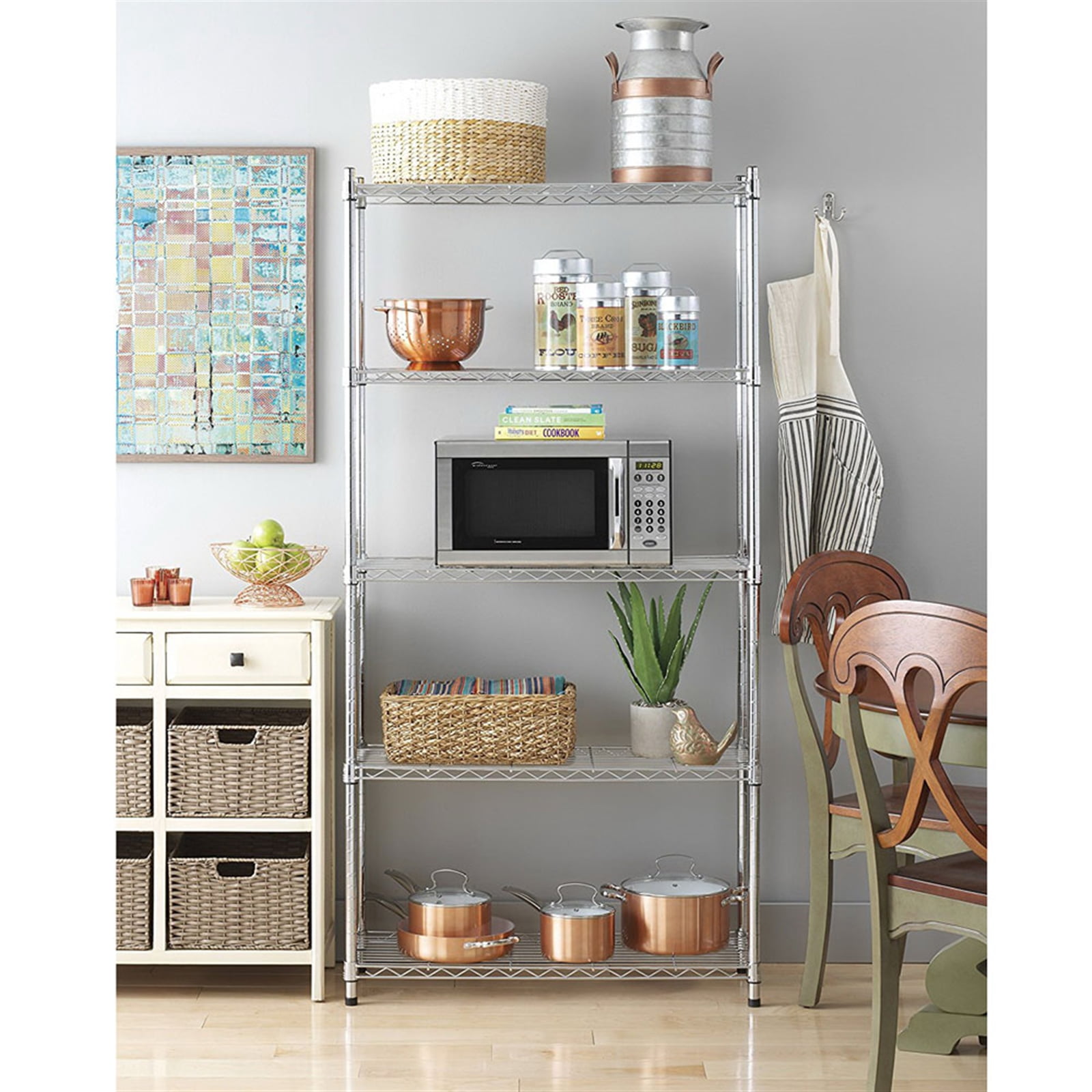 BestOffice 5 Tier Wire Shelving Unit 1250lb Capacity Chrome