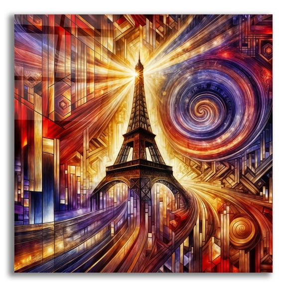 Epic Art 'Eiffel Tower, Paris Abstract' by Rey Klimt Acrylic Glass Wall Art, 12" x 12"