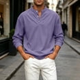 thumbnail image 4 of ZyeKqe Long Sleeve Tops for Men Corduroy Button Front Crewneck Pullover Golf Office Work Business Casual Shirts, 4 of 7