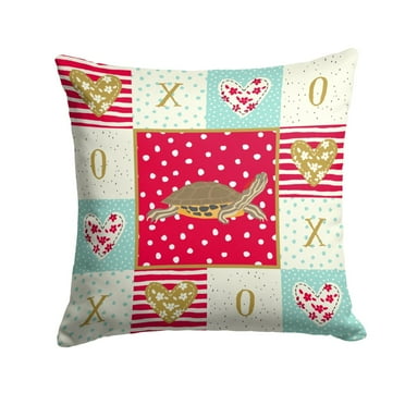 Carolines Treasures CK5538PW1414 Pond Slider Turtle Fabric Decorative Pillow  14Hx14W multicolor