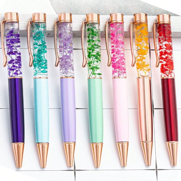 LNGOOR Creative Liquid Sand Neutral Pens Cartoon Fairy Pens DIY Oil-Filled Dry Flower Pens Wholesale Ad Advertising Ballpoint Pens Lovley Stationery Pens For Learning Testing Signing An