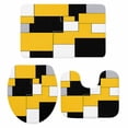 thumbnail image 2 of Yellow Black Bathroom Rugs Set Geometric Abstract Color Block Modern Art Non Slip Absorbent Soft Bath Mats 3 Piece Set with Bathroom Rug, U-Shaped Floor Mat, Toilet Seat Cover Small Size, 2 of 9