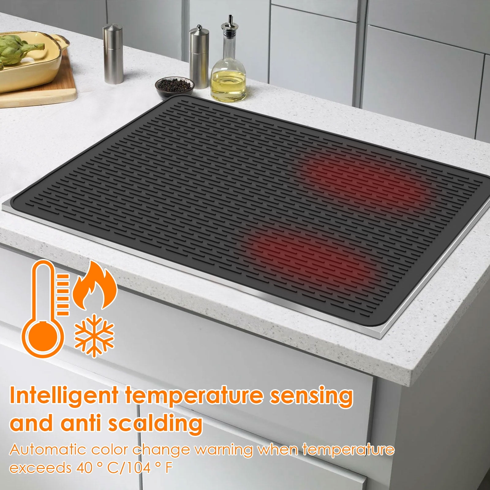 Ikoopy Thermochromic Silicone Stove Top Cover Extra Large Rollable Glass Cooktop Protector for Electric Stove Kitchen Countertop