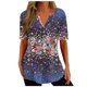 thumbnail image 2 of ICHUANYI ClearanceWomen's Fashion V-neck Print Casual Loose Short Sleeve Top Short Sleeve V-neck Top/Shirt(Blue, M) ICHUANYI WER20232080501056, 2 of 5