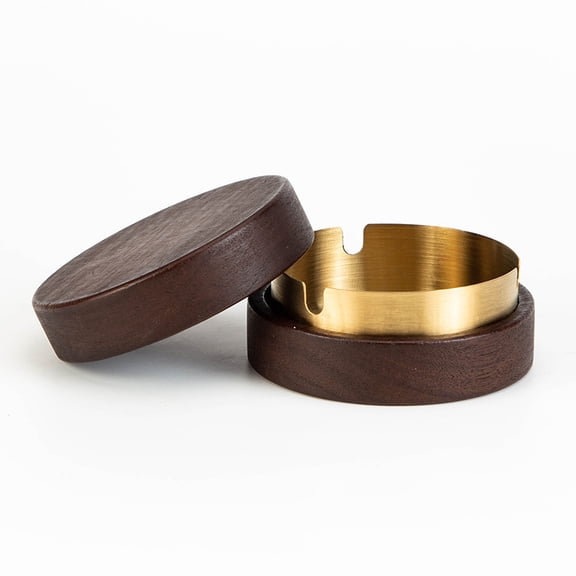 Outdoor Cigarette Ashtray with Lid,Modern Decorative Box Smokeless Ashtray, Wood Casing Ash Holder with Stainless Steel Inner Liner, Smell Proof Ashtrays for Patio Home Tabletop