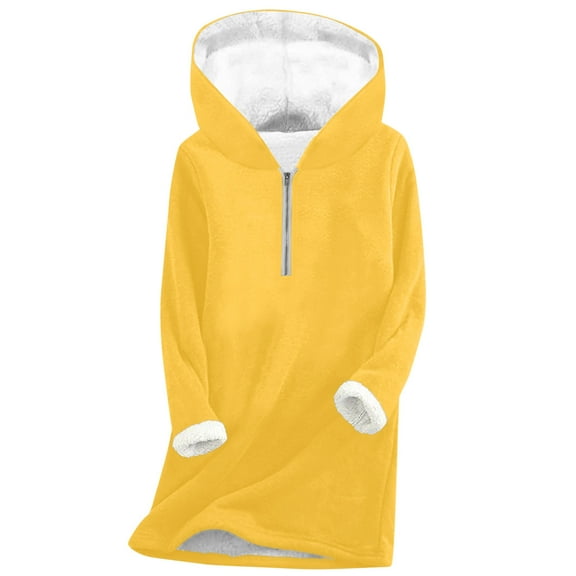 Diufon Womens Thermal Hoodie Tops Fall Winter Fleece Lined Thickened Warm Pullover Long Sleeve Quarter Zip Blouses