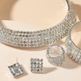 thumbnail image 5 of Fiaya Women Crystal Rhinestone Jewelry Set, Necklace Bracelet Ring Earrings Set of 5, Jewelry Accessories for Women Anniversary Wedding Party Gift (Silver-5Rows), 5 of 6