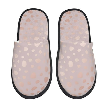 Balery Rose Gold Abstract Spots 1 Slient Indoor Furry Fleece Comfort House Shoes Soft Non-Slip Home Shoes Cotton slippers House Slippers-- Medium