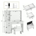 thumbnail image 4 of Richya Farmhouse Makeup Vanity Table Set with Lighted Mirror & Drawers for Bedroom,White, 4 of 10
