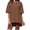 D1-Cocoa Brown, variant on Chiclily Women's 2 Piece Outfit Sets Blue Oversized Short Sleeve T-Shirt and Biker Shorts Tracksuit Summer Lounge Sets, Size L