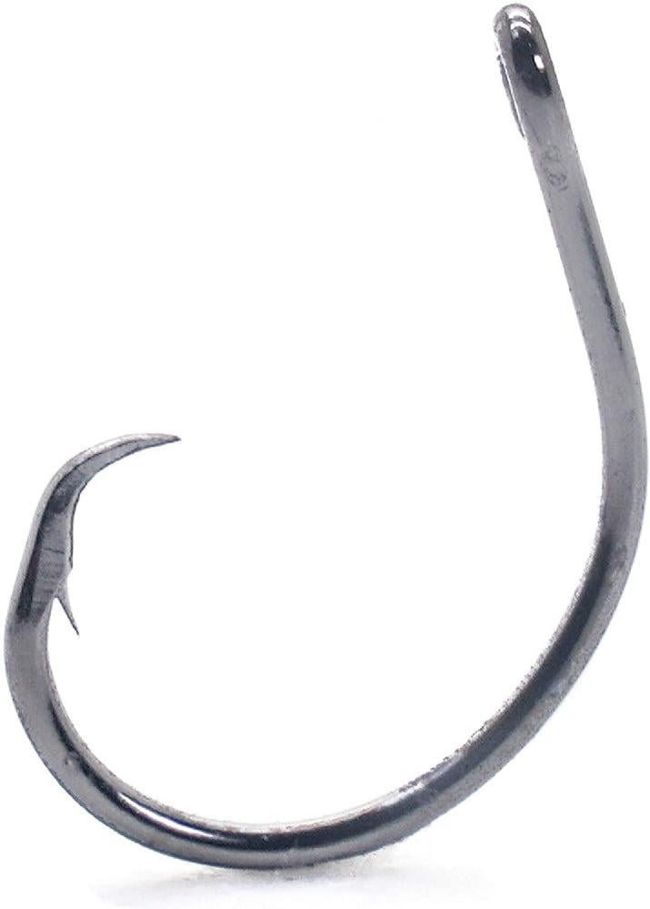 Mustad Demon Circle in Line Wide Gap 1X Fine Wire Hook (100 Pack), Black/Nickel, Size 7/0