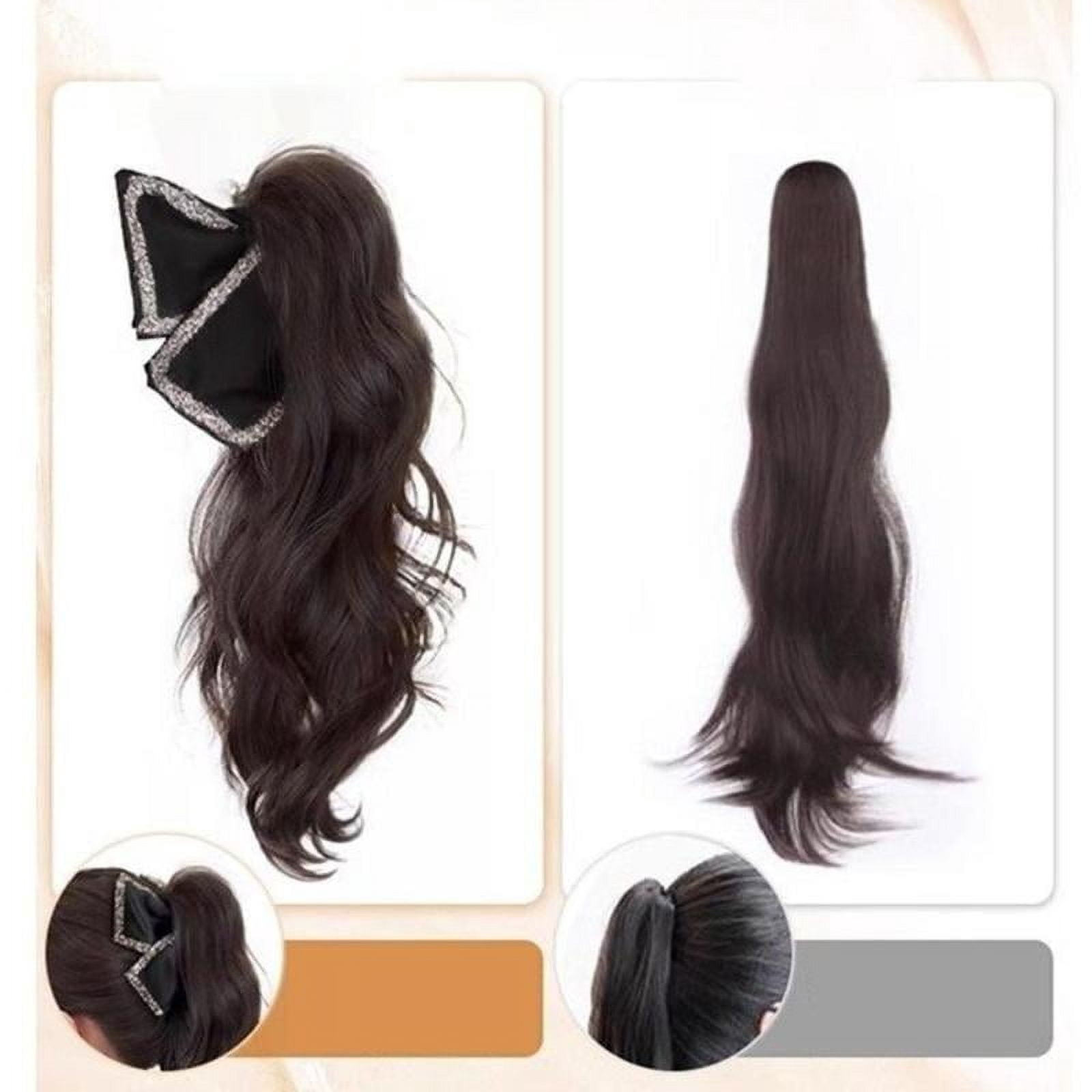 Natural Long Fluffy Curly High Synthetic Ponytail Grab Wig Women Half Waterfall Clip-on Hair Extensions