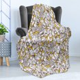 thumbnail image 4 of Crazy Soft Flannel Fleece Throw Blanket, Modern Urban Art Graffiti Style Doodle Motifs Train Thunder and Game Console, Cozy Plush for Indoor and Outdoor Use, 50" x 60", Yellow and Brown, by Ambesonne, 4 of 5