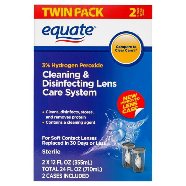 Equate Contact Lens Solution Cleaning & Disinfecting Lens Care System, 12 fl oz, 2 Pack