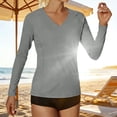 thumbnail image 3 of Pounoo Women's Sun Protection Tops V Neck Long Sleeve Side Ruched UV Protection Shirts Casual Lightweight Tunics Gift, 3 of 6
