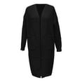 thumbnail image 3 of Women's Maxi Length Cardigan, Loose Fit Knit Sweater Coat, Long Sleeve Open Front Duster, Solid Color Lounge Wear, Casual Oversized Cover Up Black M, 3 of 5