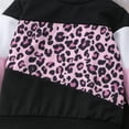 thumbnail image 4 of Toddler Girls 2 Piece Cute Outfits Set Leopard Color Block Crewneck Sweatshirt with Jogger Pants Kids Clothing Set 3-4 T, 4 of 7