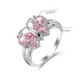thumbnail image 4 of Pink Zircon Butterfly Ring Platinum Plated Copper Elegant Dainty Fashion Jewelry Sparkling Chic Accessory Gift, 4 of 6
