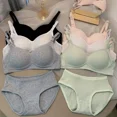 thumbnail image 2 of Conjunto de sujetador sin costuras para mujer, bragas + sujetador sin aros, 2 piezas, conjunto de lencería de color sólido, sujetador sexy, conjunto de ropa interior femenina de algodón, 2 of 5