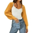 thumbnail image 3 of Long Sleeve Open Front Women's Bolero Shrug Sweater Knitted Cropped Cardigan Y2K Tops, 3 of 4