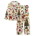 thumbnail image 5 of LINGLANG Pajamas For Women Set Christmas Cozy Print Long Sleeve Top With Lapel Soft Pants Holiday Comfort Homewear Outfit Xmas Print Pjs Sleepwear Loungewear Nightwear Nightclothes Homewear, 5 of 5